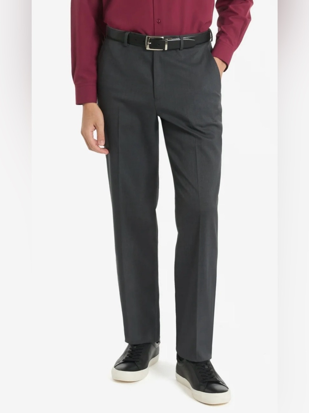 Chaps Men’s Dress Pants 38x32 Charcoal Regular Fit Stretch Flat Front NWT